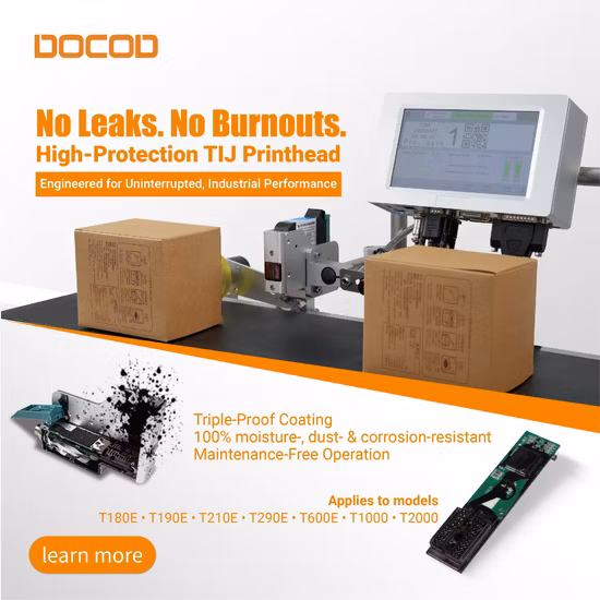 Docod T180p 12.7mm High Resolution Industrial Digital Tij Inkjet Printer Manufacturers for Expiry Date Logo Qr Code